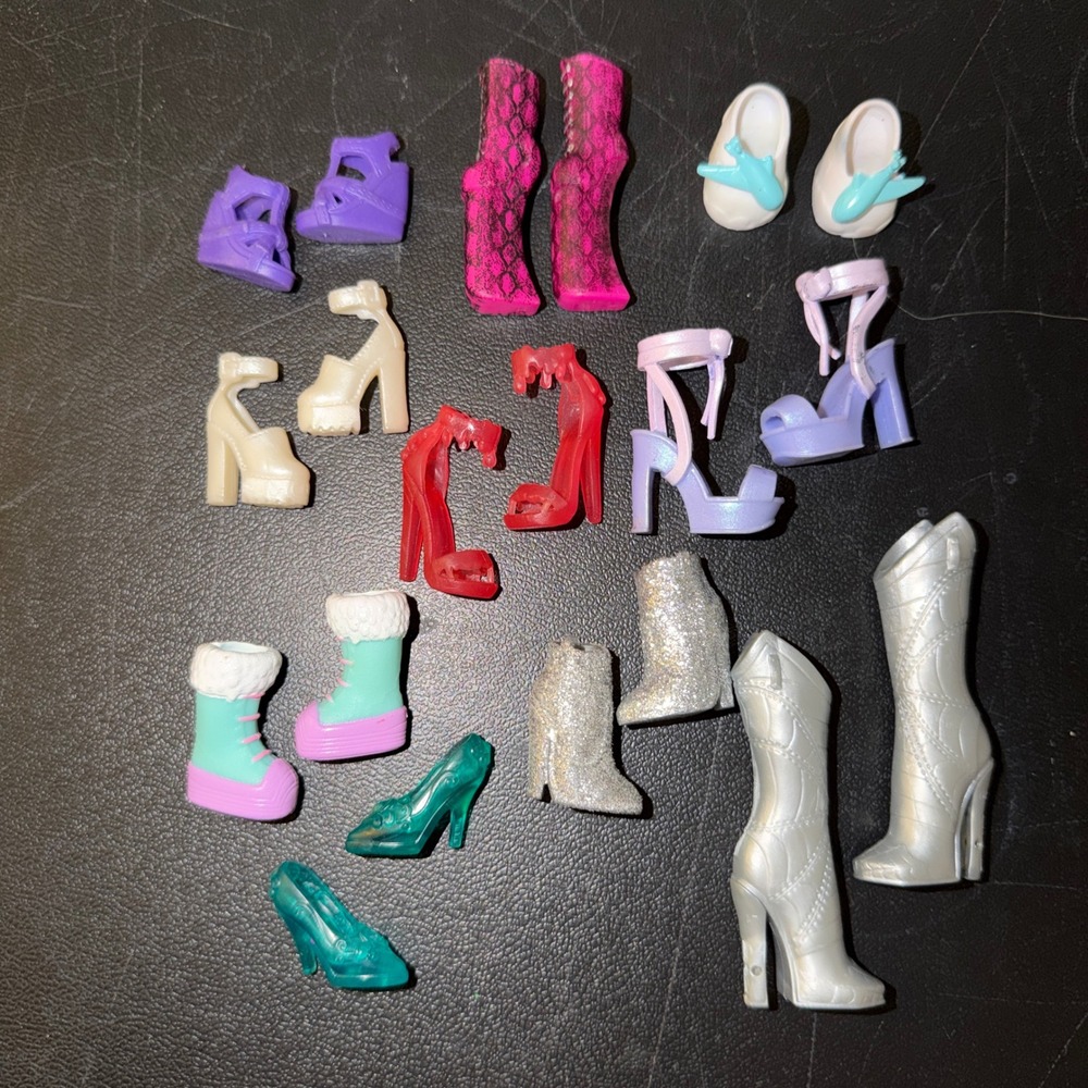 OMG‎ Barbie Doll Shoes Lot U Multicolored Platform Boots Heels Sandals